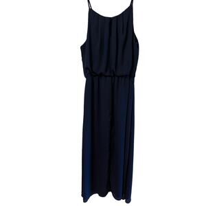 Tacera Long Navy Blue Spaghetti Strap Maxi Dress SizeL